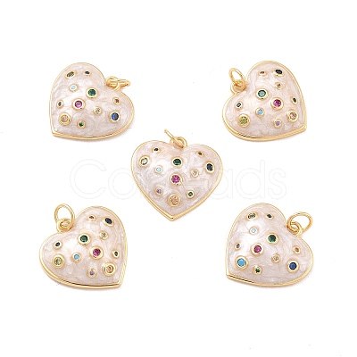 Eco-Friendly Brass Micro Pave Cubic Zirconia with Enamel Pendants X-KK-K268-15G-1