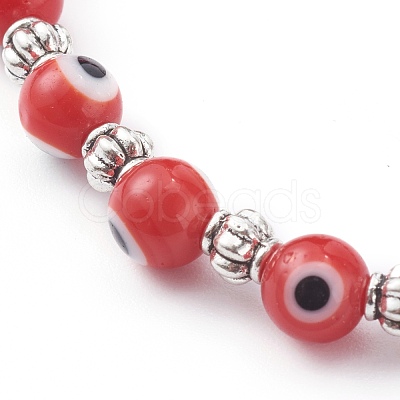 Handmade Round Evil Eye Lampwork Beaded Stretch Bracelets BJEW-JB05974-04-1
