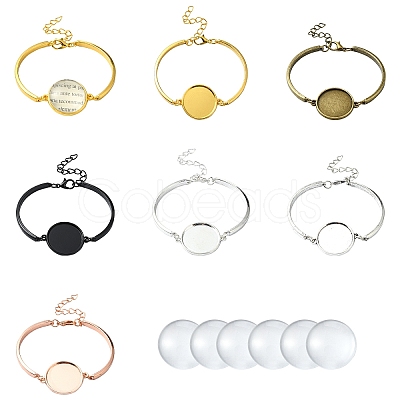 DIY Blank Dome Alloy Bangle Jewelry Making Kits DIY-YW0010-36-1