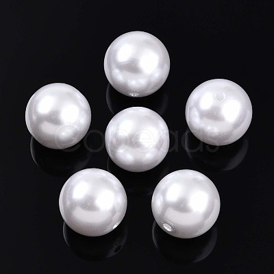 Round ABS Plastic Imitation Pearl Beads OACR-R053-01-1