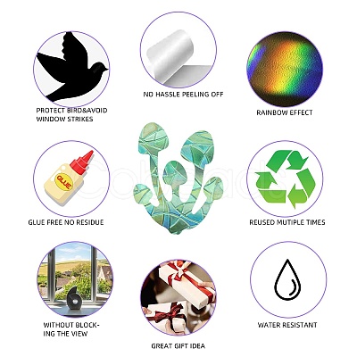 4PCS 2 Styles PVC Stickers Dazzling Color Window Stickers 3D Laser Mushroom Electrostatic Glass Window Stickers JX827A-1