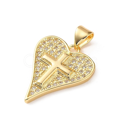 Brass Micro Pave Clear Cubic Zirconia Pendants CU-CBA03AF-09D-G-1