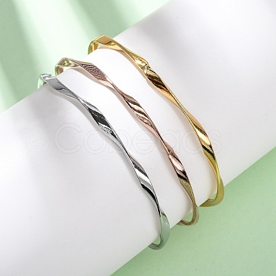 3Pcs 3 Colors 304 Stainless Steel Twisted Bangles Sets for Women BJEW-L610-27M-1