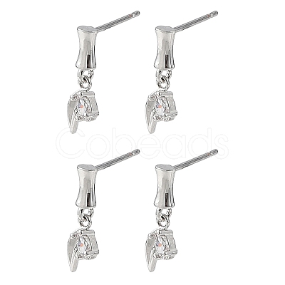 SHEGRACE Brass Micro Pave Cubic Zirconia Stud Earrings XGRQ4N869-713P-1