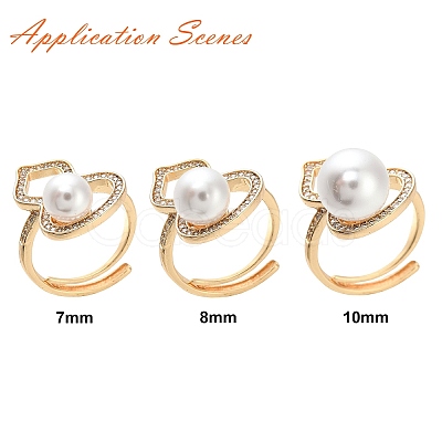 Brass Micro Pave Clear Cubic Zirconia Peg Bails Adjustable Finger Ring Settings KK-S356-173G-NF-1