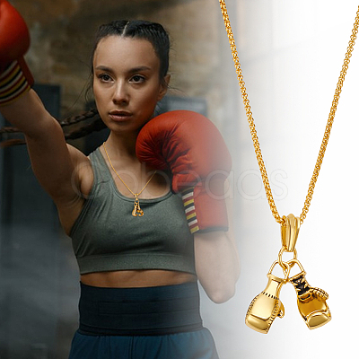 4Pcs Alloy Gloves Pendant Necklaces NJEW-UN0001-62AG-1
