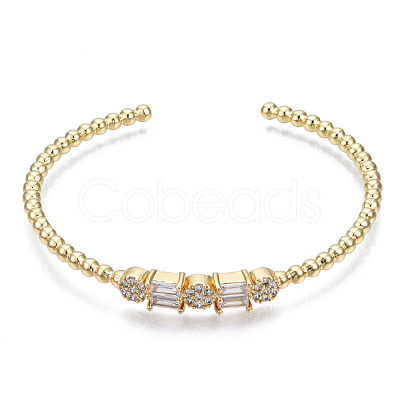 Sparkle Cubic Zirconia Ball Beaded Cuff Bangle for Her BJEW-N012-002-NF-1