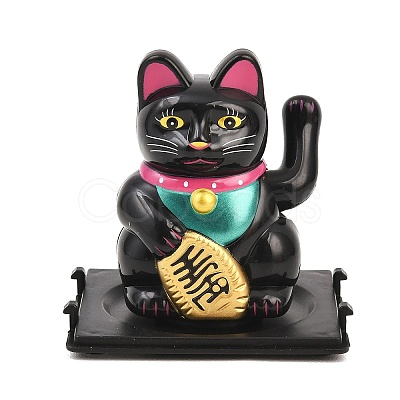 ABS Plastic Solar Powered Maneki-neko Figurines DJEW-B017-01B-04-1