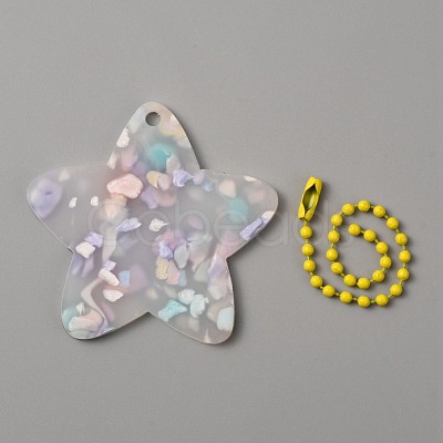 Translucent Acrylic Disc Pendant Keychain KEYC-WH0027-85B-02-1