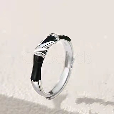 Bamboo Alloy Enamel with Crystal Rhinestone Finger Rings for Couple FS-WG132A1-01-1