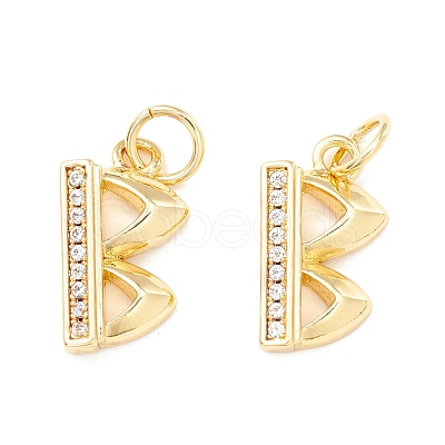 Rack Plating Eco-friendly Brass Micro Pave Clear Cubic Zirconia Charms KK-D072-01G-B-NR-1