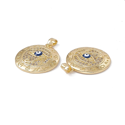 Brass Clear Cubic Zirconia Pendant with Enamel Evil Eye KK-E068-VA183-2-1