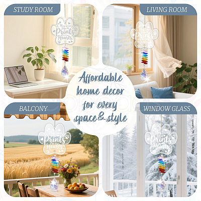Glass Teardrop Hanging Suncatchers HJEW-WH0201-002-1