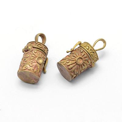 Brass Prayer Box Pendants KK-F722-28C-RS-1