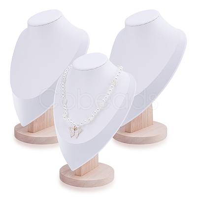 Bust Shaped PU Leather Necklaces Display Stands NDIS-WH0017-13B-1