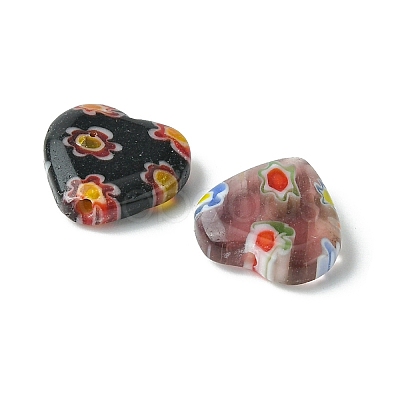 Handmade Millefiori Glass Heart Bead LK-YW0001-06-1