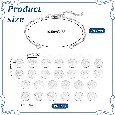 Initial Alphabet 304 Stainless Steel Link Bracelets DIY Makings Kit DIY-UN0056-21-1