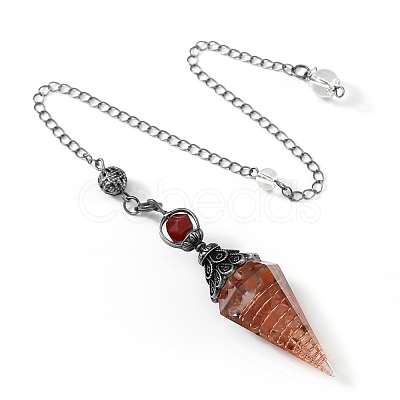 Natural Carnelian & Resin Hexagonal Pointed Dowsing Pendulums PW-WG7D05E-10-1