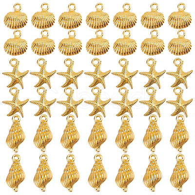 60Pcs 3 Styles Ocean Theme Alloy Pendants FIND-SC0012-44-1