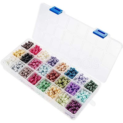 Eco-Friendly Dyed Glass Pearl Round Beads HY-PH0011-01-6mm-1