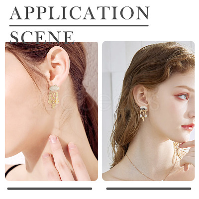 2 Pairs 2 Styles Cloud & Teardrop Alloy Enamel Stud Earrings for Women EJEW-TA0001-50-1