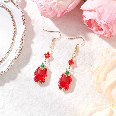 Handmade Glass Seed Beads Teardrop Dangle Earrings EJEW-MZ00576-05-1