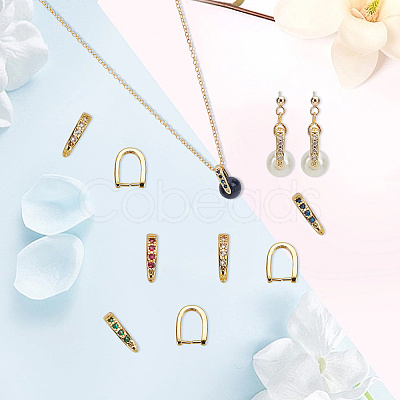 16Pcs 4 Colors Rack Plating Brass Pave Cubic Zirconia Snap on Bails KK-AR0003-55G-1