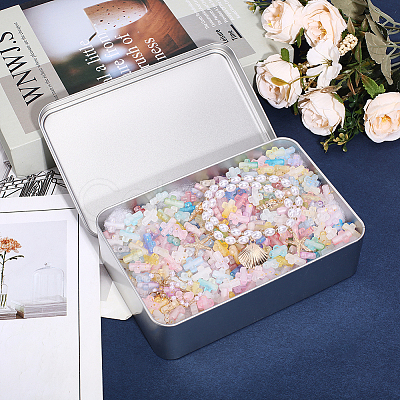 Rectangle Tinplate Metal Storage Boxes with Lid LS-CON-WH0112-040-1