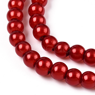 Baking Paint Pearlized Glass Pearl Round Bead Strands HY-Q003-4mm-74-1
