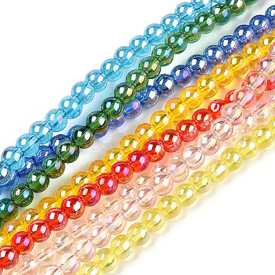 Electroplate Transparent Glass Beads Strands GLAA-T032-T4mm-AB-1