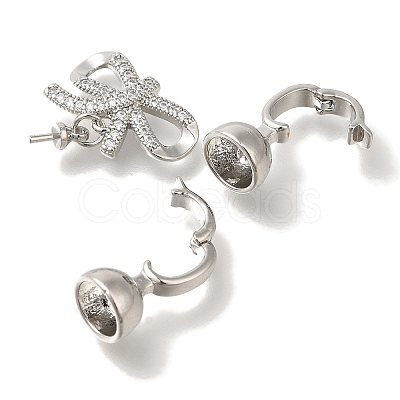 Brass Micro Pave Clear Cubic Zirconia Fold Over Clasps KK-K389-027P-1