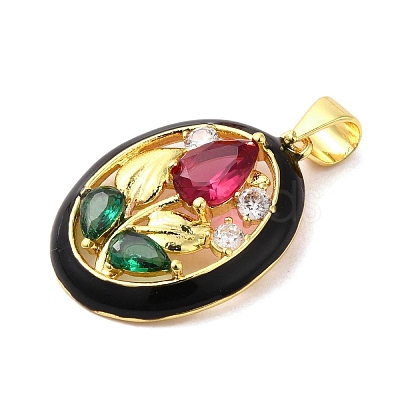 Rack Plating Brass Micro Pave Colorful Cubic Zirconia Enamel Pendants KK-G488-15G-1