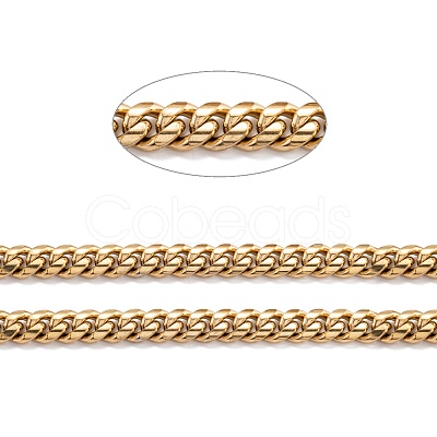 304 Stainless Steel Cuban Link Chain STAS-B019-02D-G-1