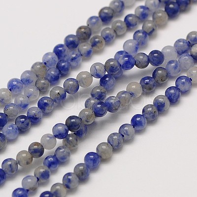 Natural Gemstone Blue Spot Jasper Round Beads Strands G-A130-3mm-21-1