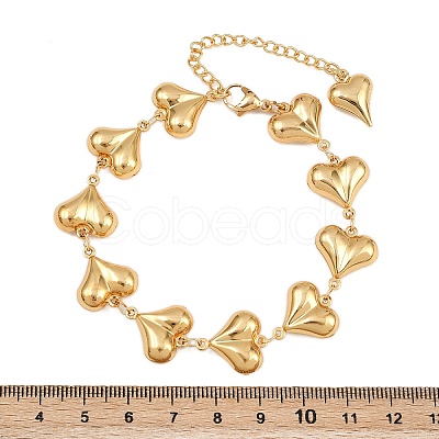 304 Stainless Steel Heart Link Chain Bracelets for Valentine's Day Gift BJEW-D359-17B-G-1