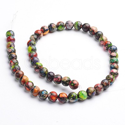 Dyed Natural Imperial Jasper Round Bead Strands G-M274-06-8mm-1