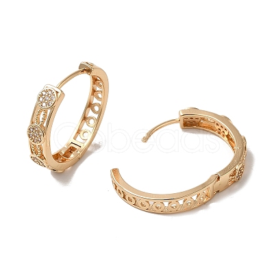 Brass Micro Pave Cubic Zirconia Hoop Earrings EJEW-M238-54KCG-1
