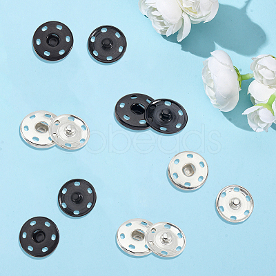20Pcs 2 Colors Brass Snap Buttons KK-CY0001-03-1