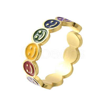 Brass Open Cuff Rings for Women RJEW-R005-03G-1