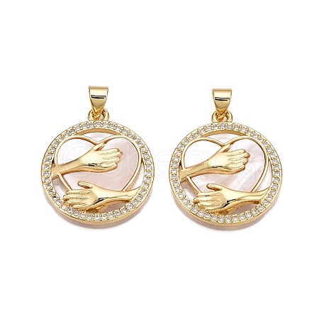 Brass Micro Pave Clear Cubic Zirconia Pendants KK-N254-186G-1