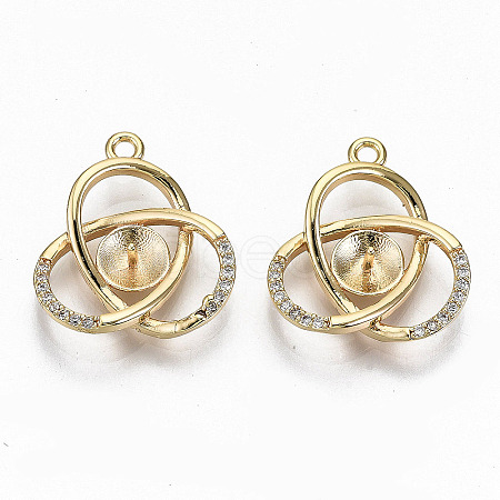 Brass Micro Pave Clear Cubic Zirconia Peg Bails Pendants KK-T062-21G-NF-1