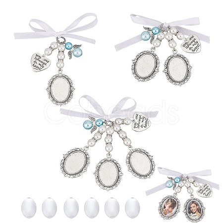 DIY Blank Oval Alloy Brooches with Imitation Pearl Making Kit PALLOY-AB00264-1
