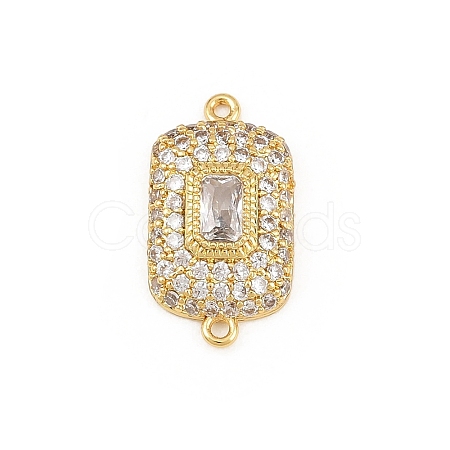 Brass Micro Pave Cubic Zirconia Connector Charms CU-CBAAB9C-01G-02-1