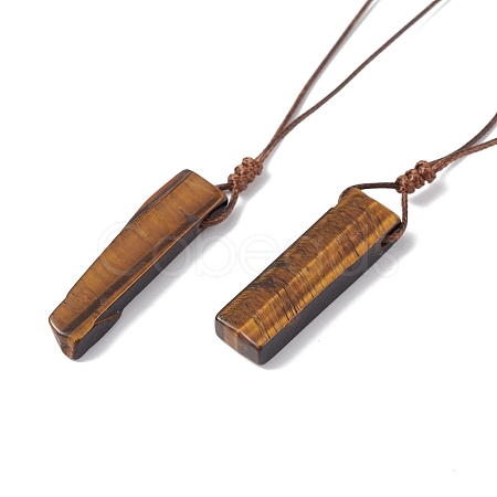 Natural Black Obsidian Nugget Pendant Necklace with Waxed Cord for Women NJEW-F306-01E-1