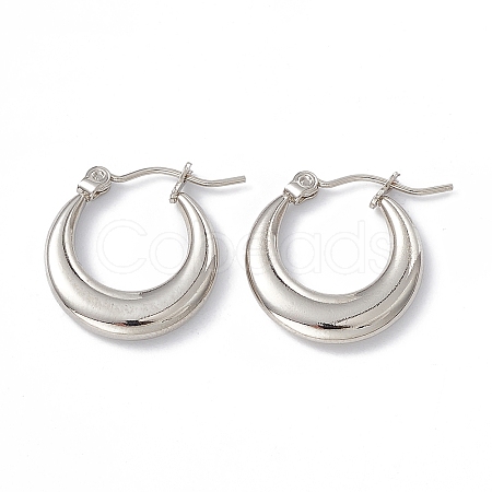 Tarnish Resistant 201 Stainless Steel Hoop Earrings with 304 Stainless Steel Pins for Women EJEW-B016-06P-1