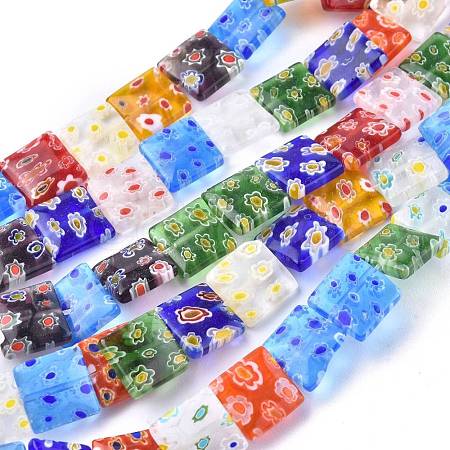 Square Handmade Millefiori Glass Beads Strands LK-R004-13-1