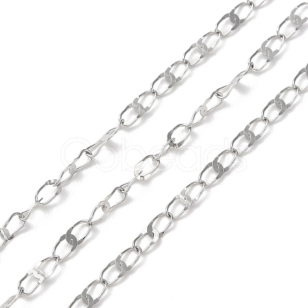 Tarnish Resistant 304 Stainless Steel Dapped Oval Link Chains CHS-G027-01P-1