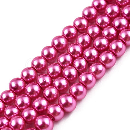 Baking Paint Pearlized Glass Pearl Round Bead Strands X-HY-Q003-4mm-10-1