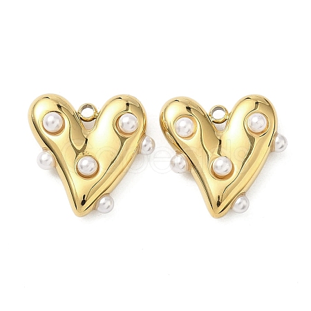 304 Stainless Steel with ABS Plastic Pearl Pendants X-STAS-G371-17G-1