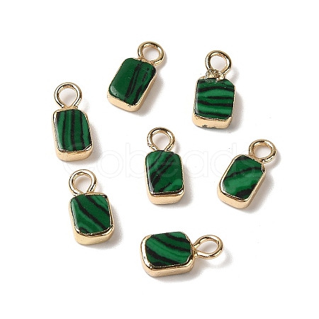 Natural Malachite Rectangle Charms G-Q169-07G-03-1
